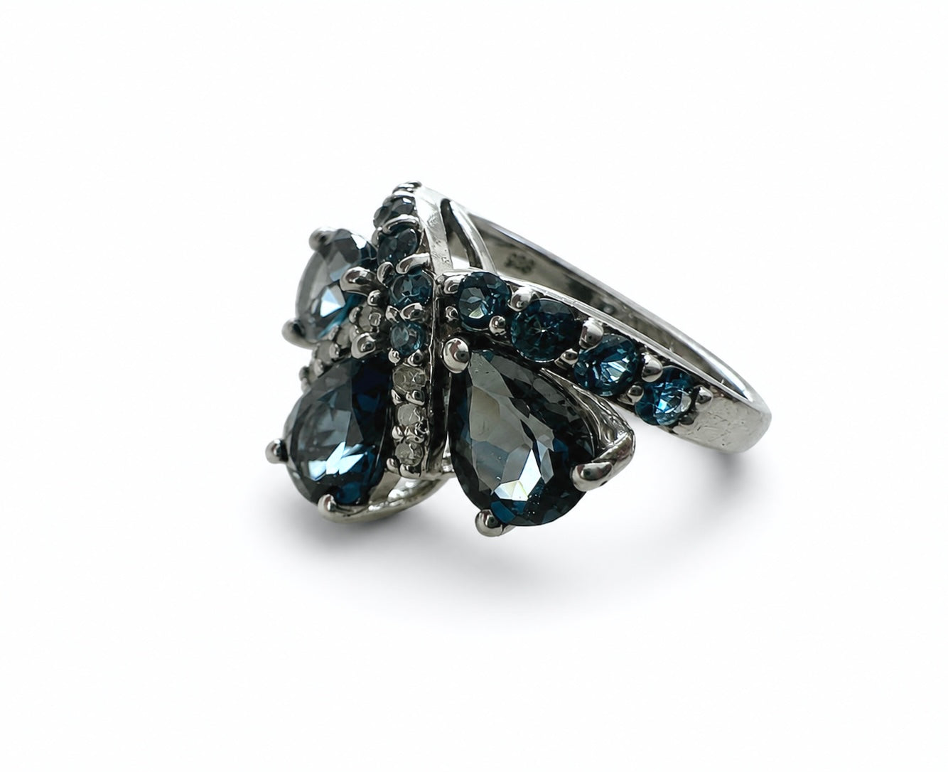 Tiararing med London Blue-topas
