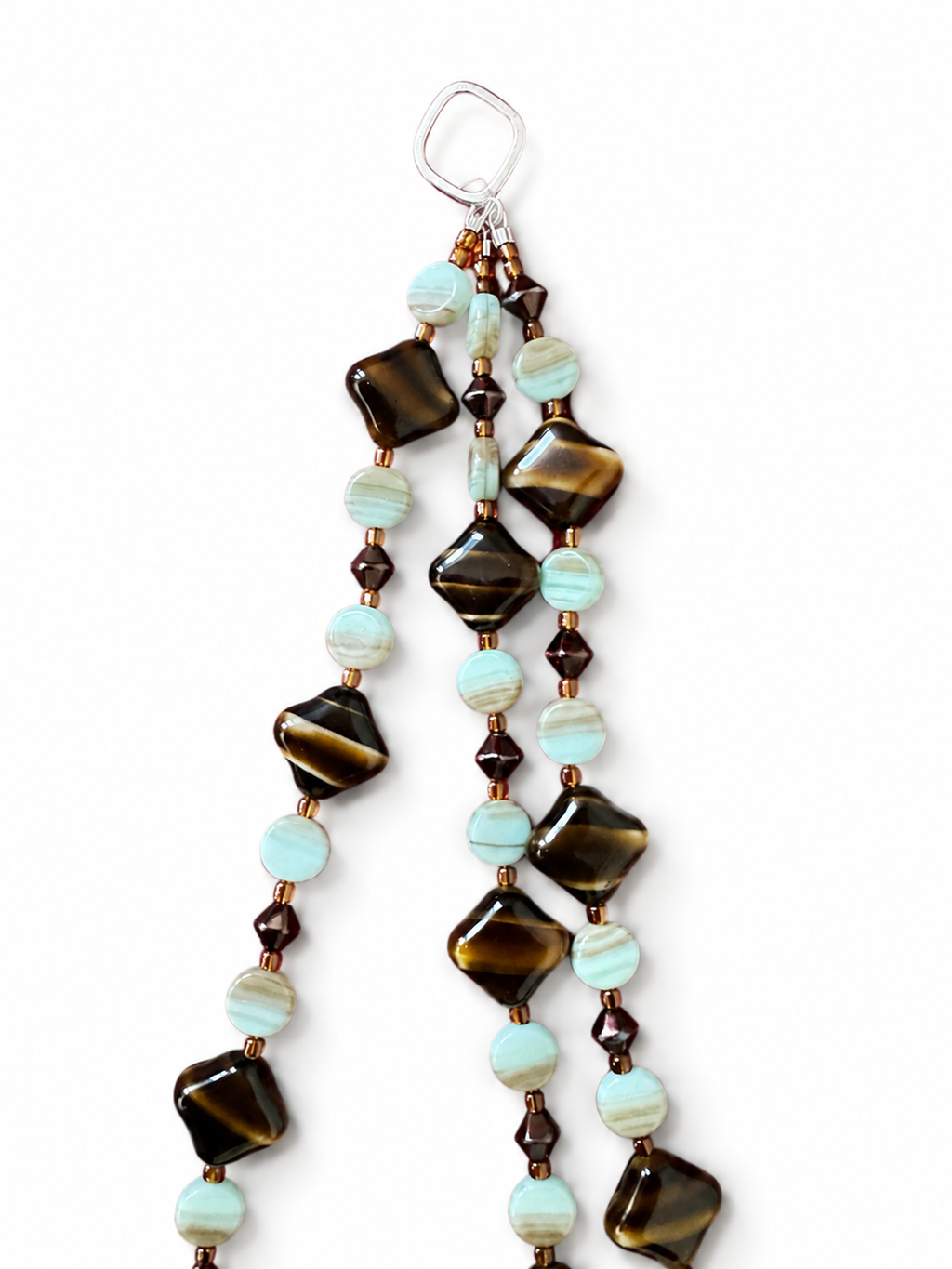 Treradigt halsband med agat och böhmiskt glas