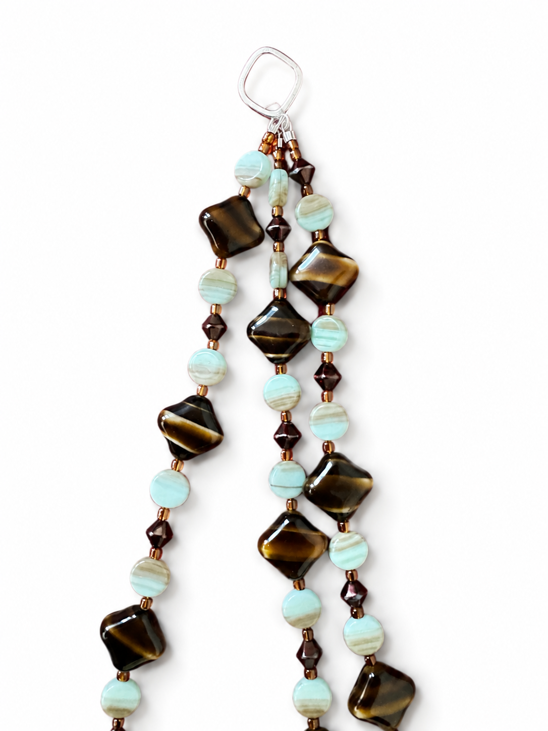 Treradigt halsband med agat och böhmiskt glas