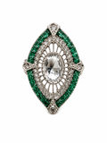 Art Deco Revival-ring med smaragdgröna bågar