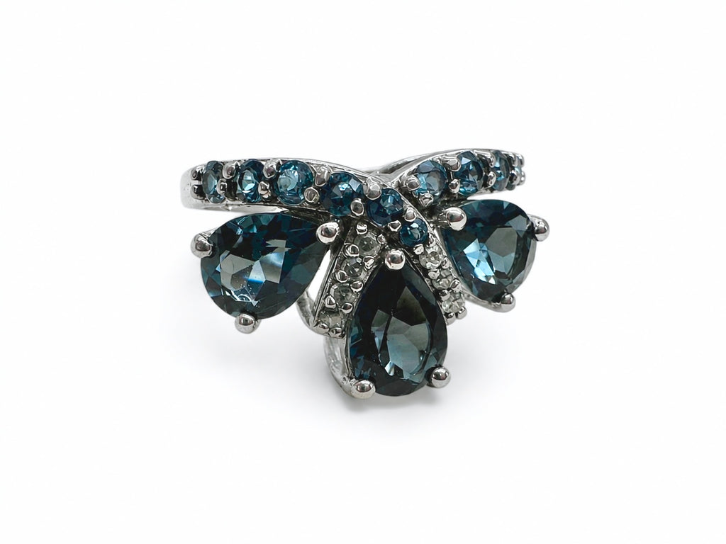 Tiararing med London Blue-topas