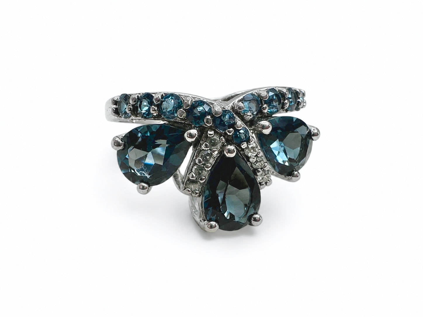 Tiararing med London Blue-topas