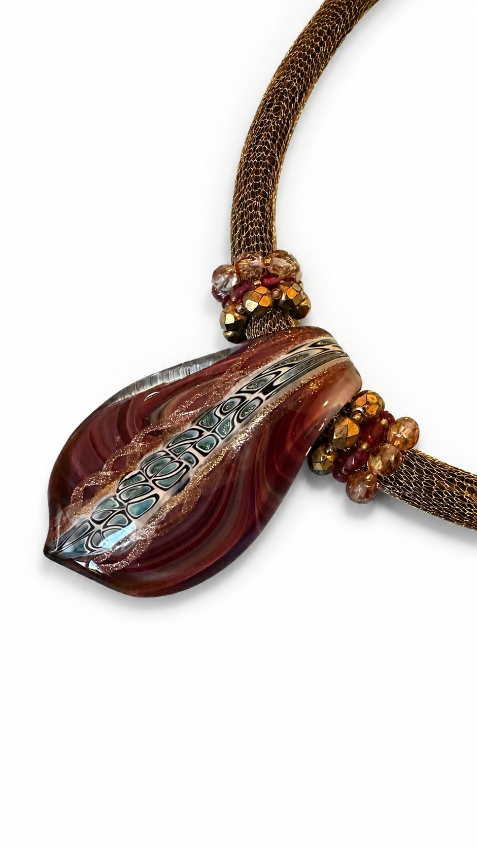 Murano-halsband med stort handarbetat glashänge