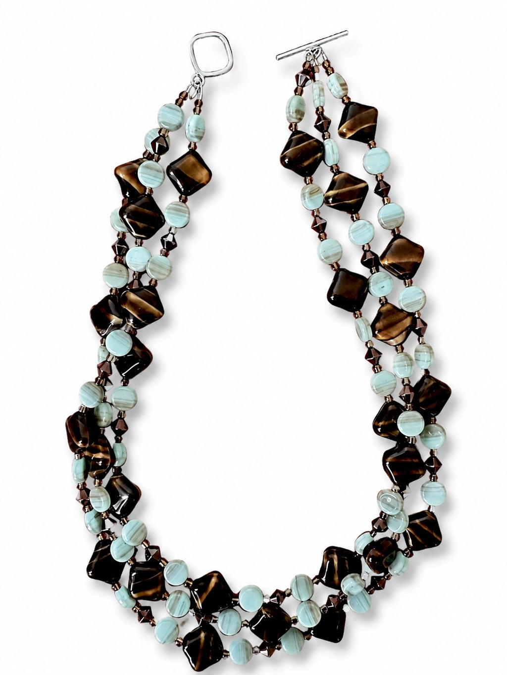 Treradigt halsband med agat och böhmiskt glas