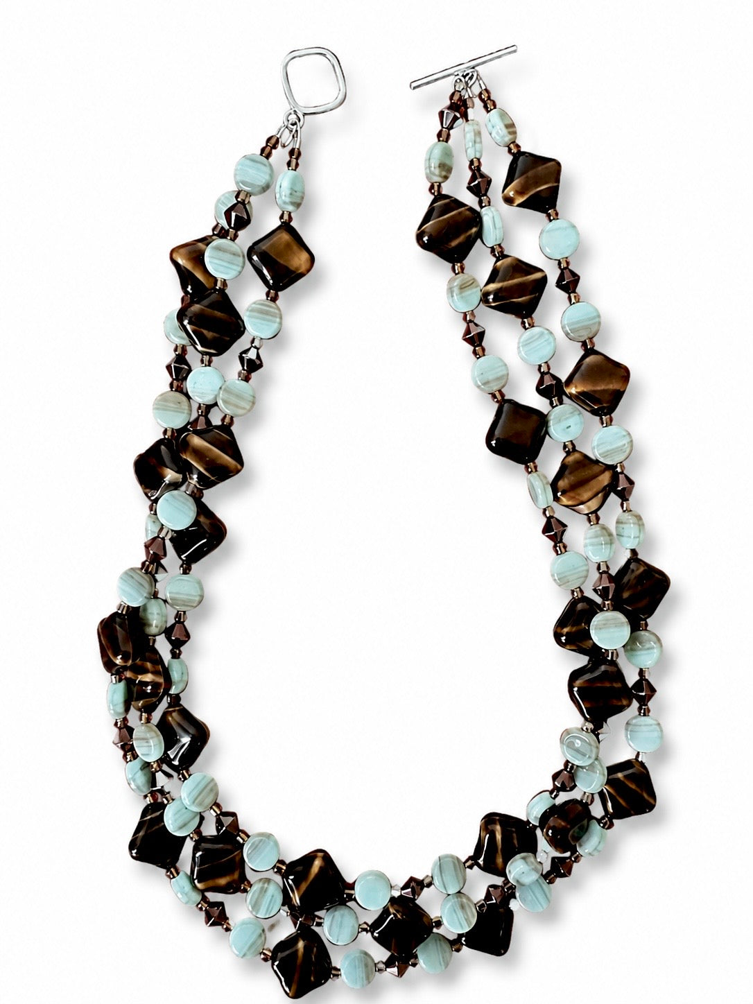 Treradigt halsband med agat och böhmiskt glas