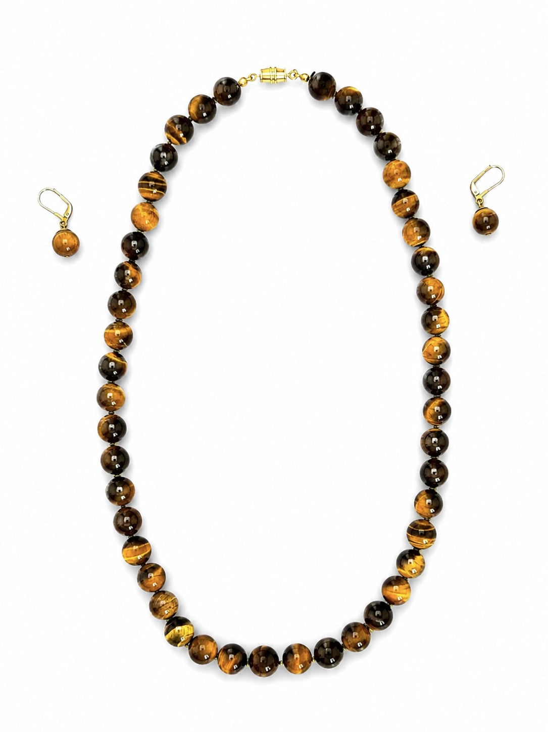 Tigersöga i set med halsband och matchande örhängen