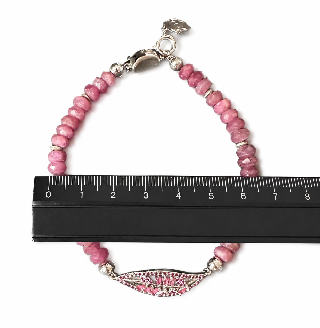 Rubinarmband med silverblad