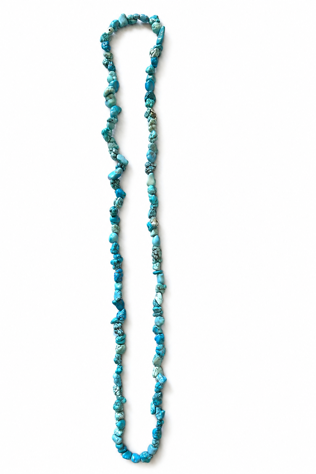 Långt halsband av naturlig turkos