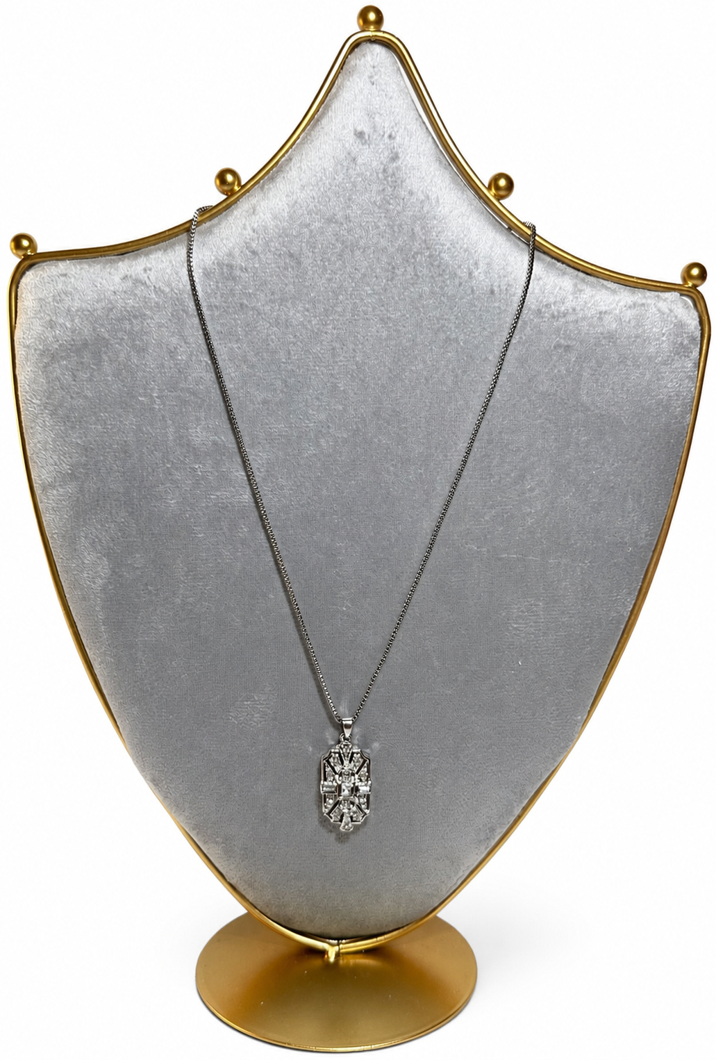 Geometriskt Art Deco-inspirerat silverhänge