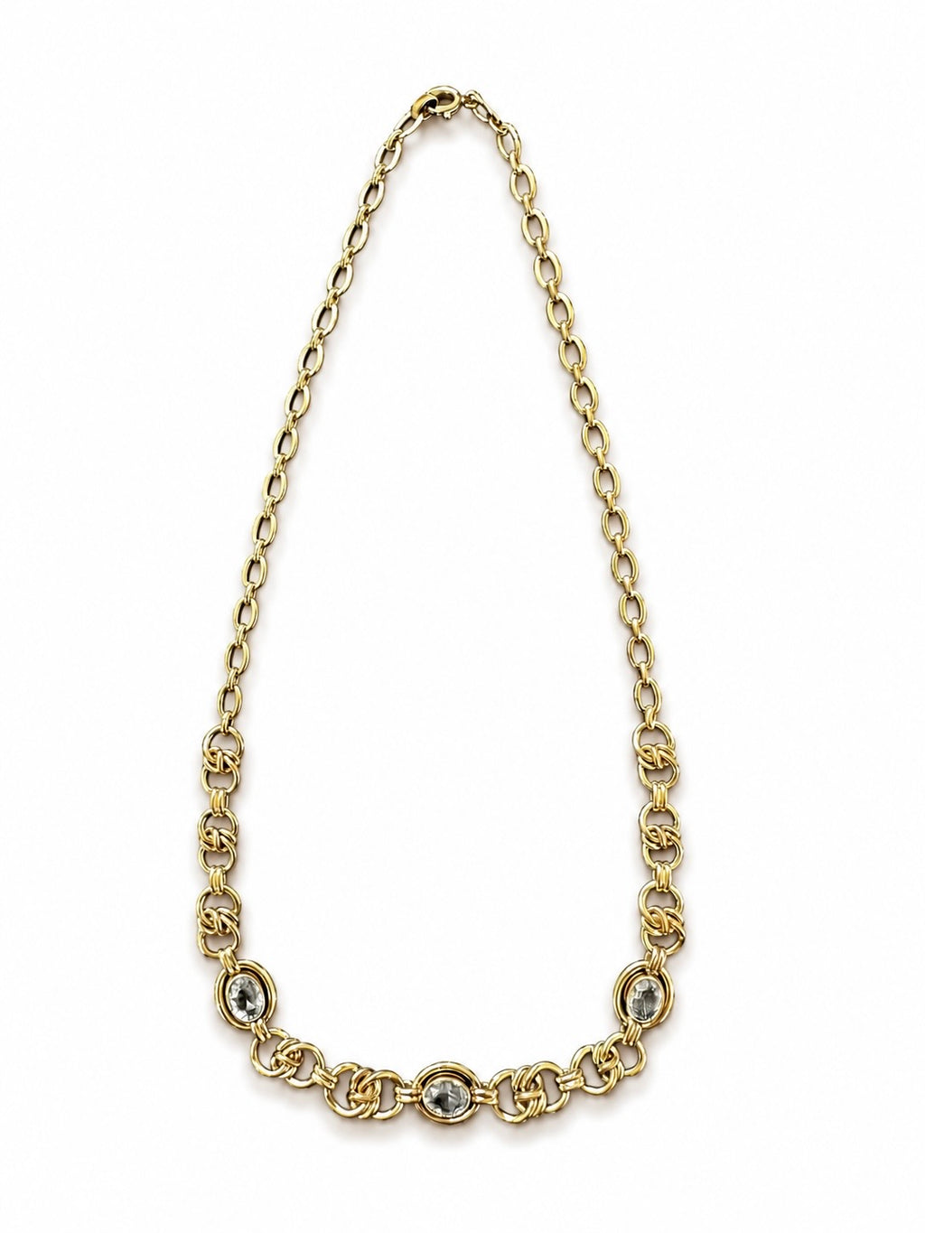 Art Deco-halsband i Doublé med tre akvamarinfärgade stenar, 1920–1930-tal