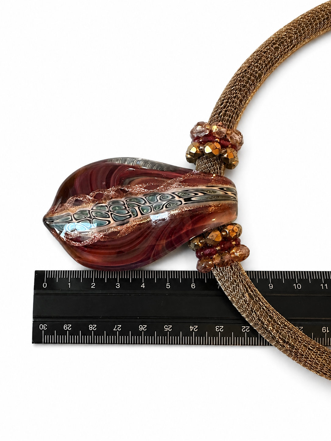 Murano-halsband med stort handarbetat glashänge
