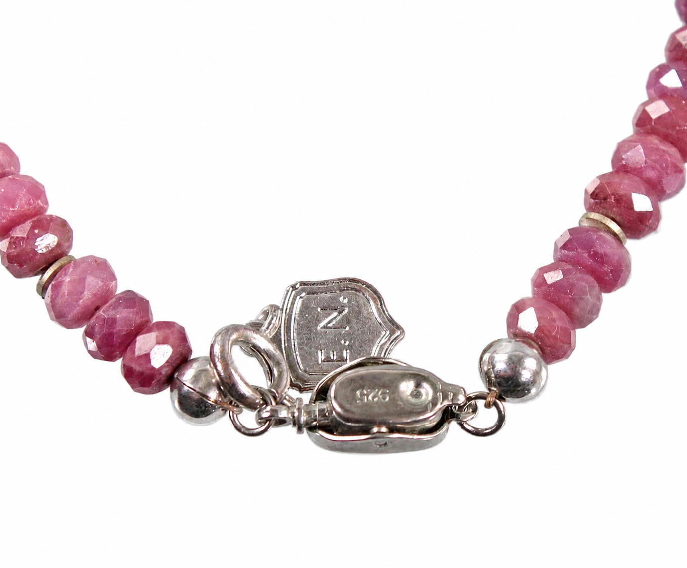Rubinarmband med silverblad