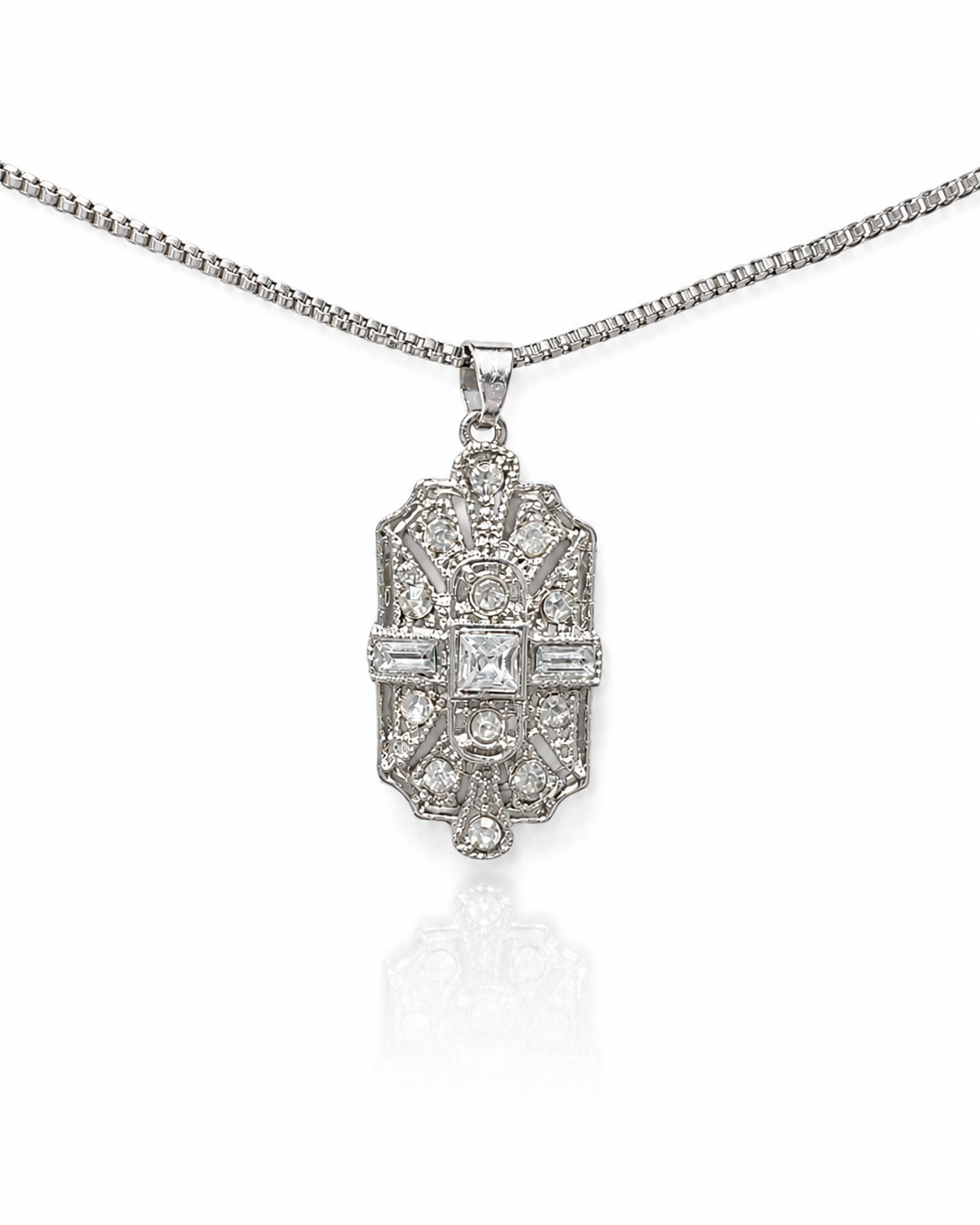 Geometriskt Art Deco-inspirerat silverhänge