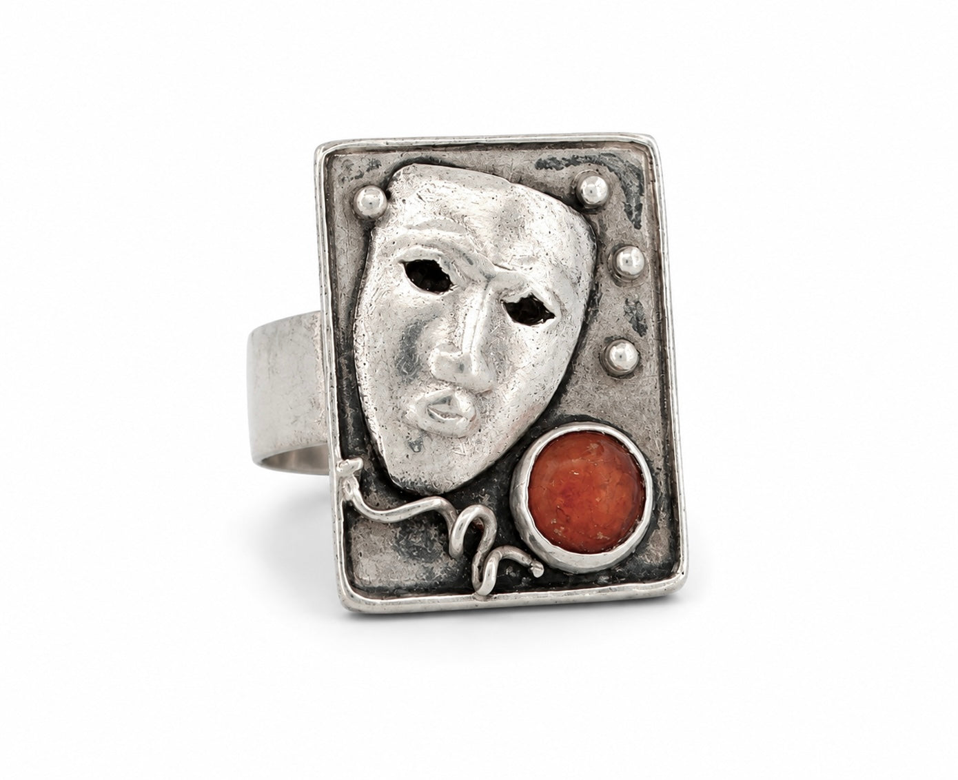 Georg Kramer artist's ring with mask and amber